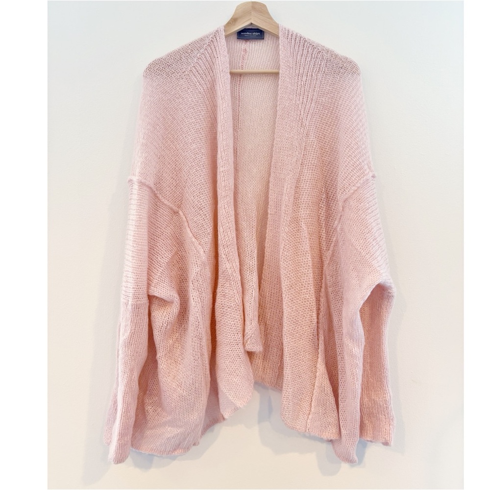 Wooden Ships || Mohair Wool Blend‎ Open Front Cardigan Sweater Pink M/L
